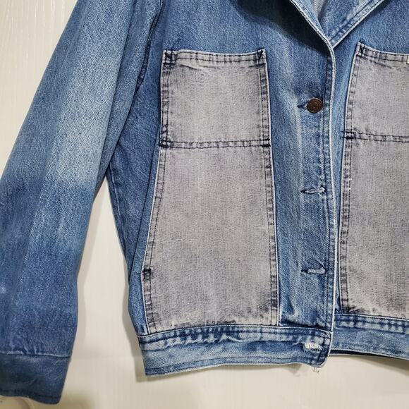 Vintage Cherokee by California Denim Jacket Retro 80's Two Tone Denim Y2K Medium - Picture 11 of 15